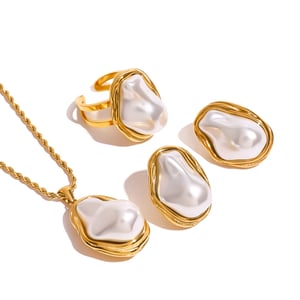 1 pezzo semplice serie elegante geometrico in acciaio inossidabile placcato Colore oro  conchiglia anelli regolabili da donna h5 